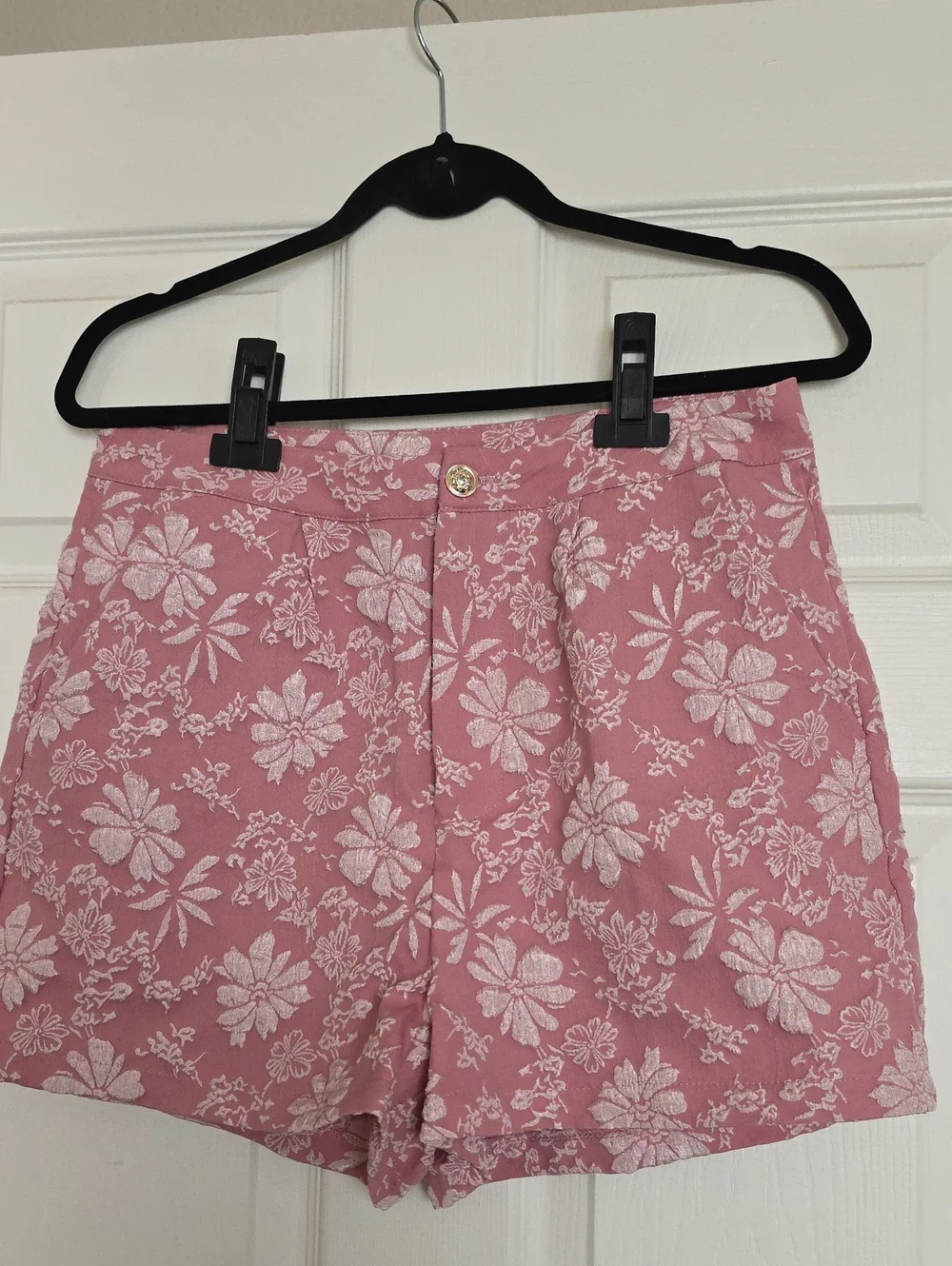 Pink Floral High-Waist Women’s Shorts